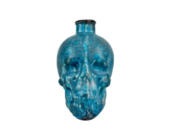 SKULL BOTTLE VASE - Skull - Altar Accessory - Halloween Decor - Flower Vase - Stoneware Skull - Decorative Arts - Art Pottery - Cabinet Vase