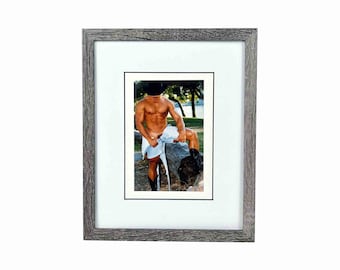 MATURE FRAMED PHOTO - Gay Interest - Male Photography - Vintage Greeting Card - Gay Collectibles - Real Photo Card - Male Semi-Nude Photo