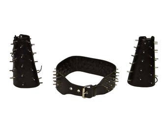 LEATHER COSPLAY ACCESSORIES - Leather Fetish - Costume - Studded Belt - Custom Leather - Gauntlets - Studded Leather - Leather Accessories