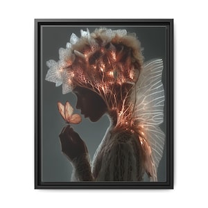 Ätherischer Schmetterling Art Print, gerahmte Leinwand, wunderliche Wohnkultur, Boho Wandkunst, Geschenk für Naturliebhaber