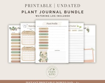 Printable Plant Journal Bundle Indoor Plant Care Tracker Watering Log Propagation Sheet Growth Notes A4 Digital Download