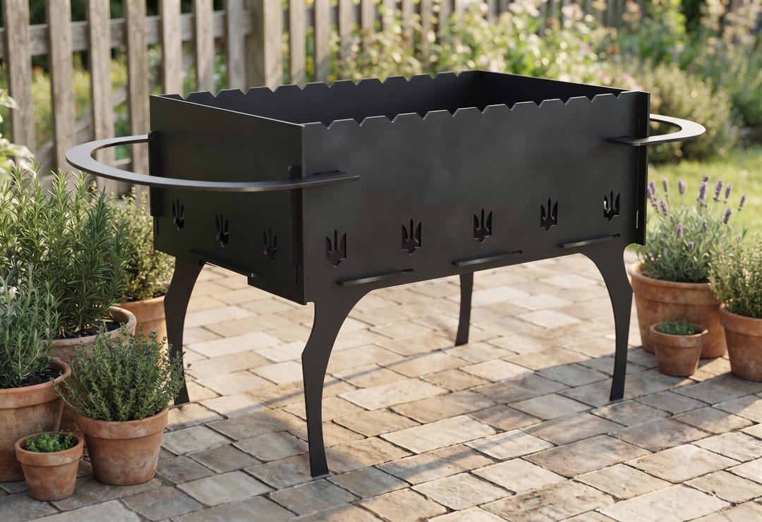 Ukrainian Tryzub BBQ Grill DXF Plan - Laser Cut Metal Fire Pit