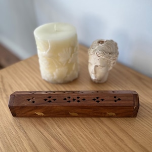 Handmade Rosewood Incense Burner Box: Carved Wooden Ash Catcher