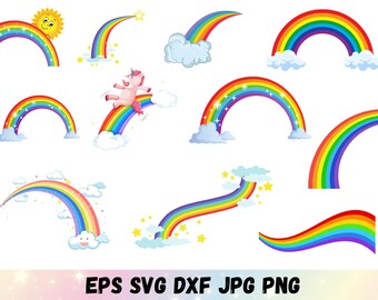 Boho Rainbow Svg BUNDLE, Cute Rainbow Svg, Boho Rainbow Clipart, Rainbow Svg, Hand Drawn Rainbow, Boho Stickers, Png, Retro rainbow clipart