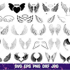 Alas de ángel SVG, Alas de ángel SVG, Alas de ángel PNG, Forma de alas, Contorno de ala, DXF, Archivo de corte, Cricut, Silueta, Paquete, Vector, Descarga instantánea