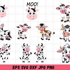 Highland Cow SVG Bundle, Cute Baby Cow Svg Sublimation, Cute Cow Cartoon Png, Farm Animal Cut Files For Cricut, Silhouette, Rustic Cow Art