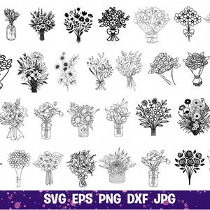 Blumenstrauß-Svg-Bundle, Blumenstrauß Png, Blumen-Svg, Hochzeit-Svg, Wildblumen, Botanisches svg, Süßer Strauß, Floral Für Cricut, Silhouette