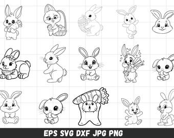 Cute Bunny Svg, Bunny Bundle Svg, Rabbit Svg, Easter Bunny Svg, Bunny Clipart, Bunny Cut Files For Cricut,Easter Bunny Svg Png, Rabbit Png