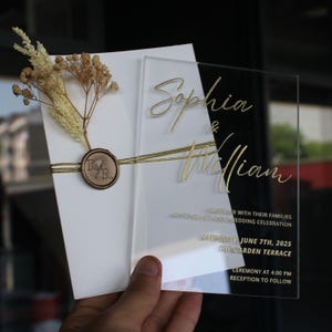 Custom Acrylic Wedding Invite | Clear Acrylic Invitation Card | Floral Invite RSVP | Elegant Acrylic Wedding Invitation