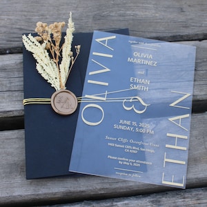 Acrylic Invitation With Detail Card | Wedding Invitations & Paper | Floral Invite RSVP | Personalized Acrylic Wedding Card