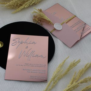Rose Gold Acrylic Wedding Invitations & Paper | Clear Acrylic Invitation Card | Acrylic Wedding Invitation Set | Custom Invite Envelopes