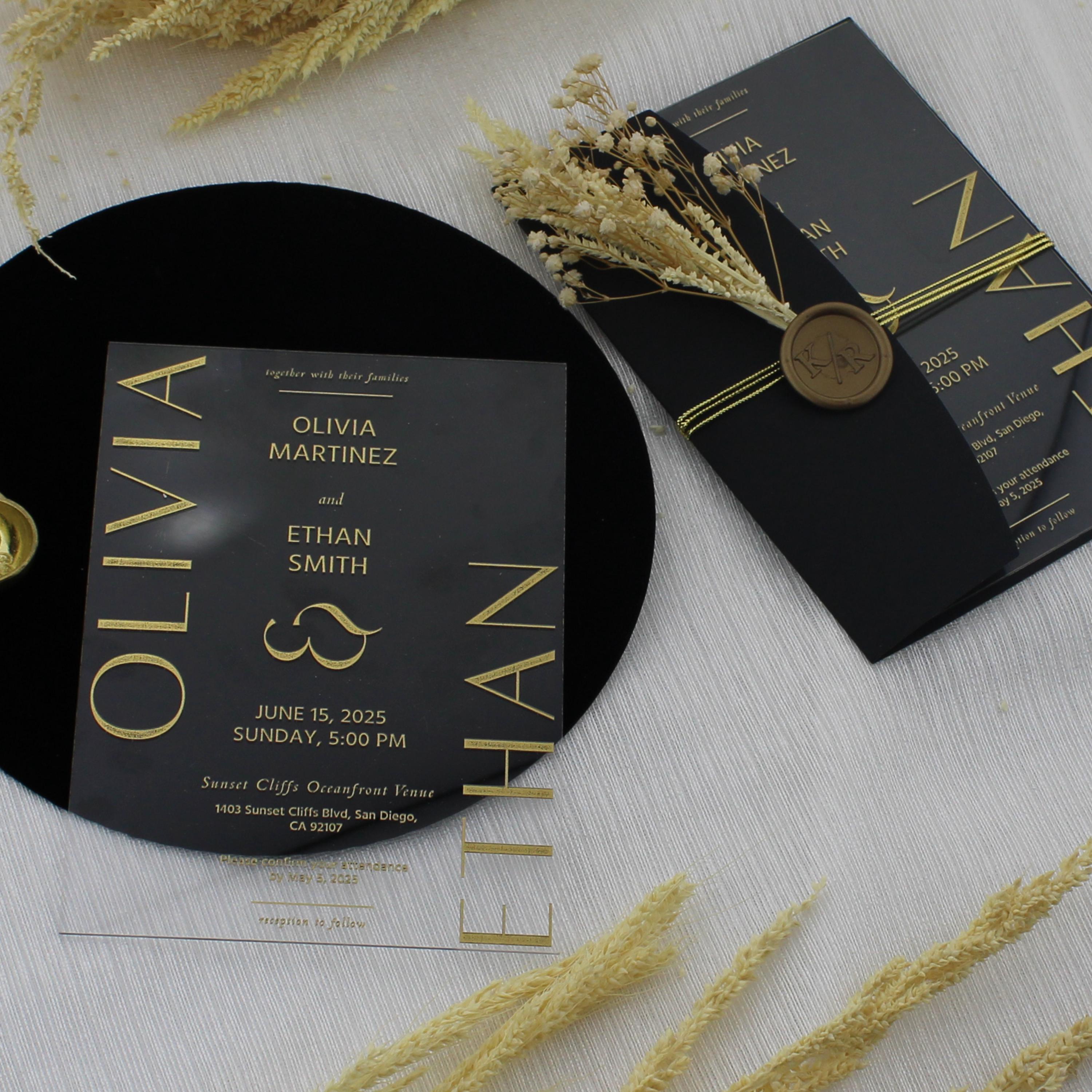 Acrylic Wedding Invitation Suite | Wedding Invite Suite Elegant | Rustic Style Acrylic Invitation | Custom Acrylic Wedding Invite