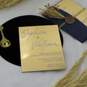 Gold Acrylic Wedding Invite | Invitation Cards Unique | Acrylic Wedding Invitation Card | Wedding Invite Suite Elegant