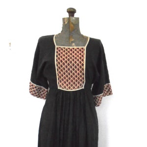 Vintage bohemian black and block print India Dress image 1