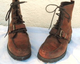 Free Shipping.........Vintage Ralph Lauren brown leather lace up Boots