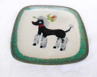 Vintage signed Glidden mid Century poodle trinket Dish