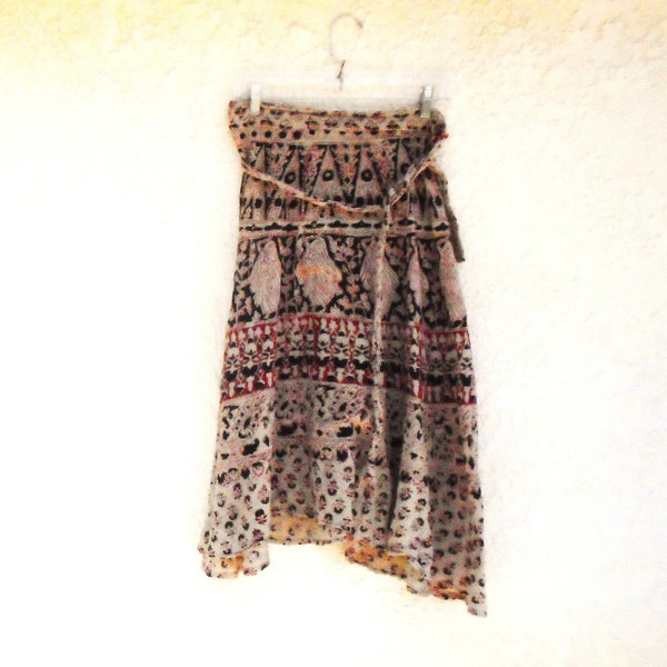 Vintage 70's India block print Wrap Skirt