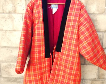 Vintage Asian orange puffer Kimono Jacket