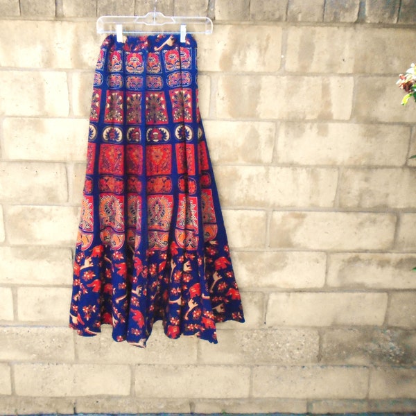 Vintage cotton India floor length hippie Skirt