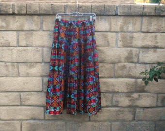 Falda larga de algodón estilo suroeste vintage con volantes