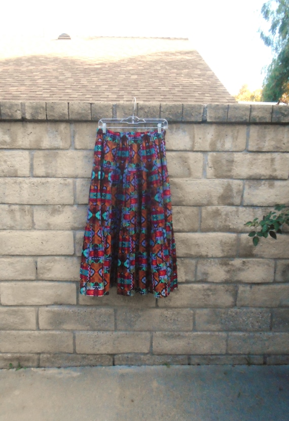 Vintage cotton Southwestern full tiered Maxi Skirt