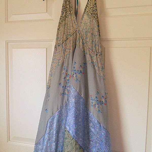 Vintage silk Sari patchwork India Halter Dress