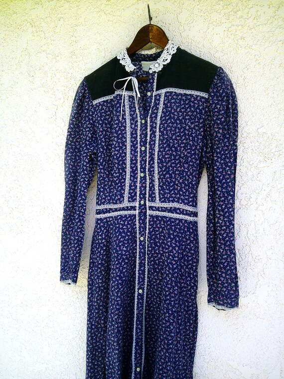 Vintage Gunne Sax style blue Prairie Dress - Gem
