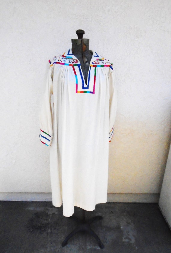 Vintage natural cotton embroidered bohemian Dress