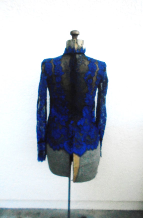 Vintage midnight blue Lace Top - image 4