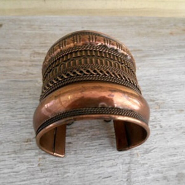 Vintage wide Copper Cuff Bracelet