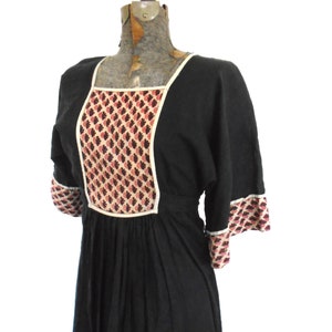 Vintage bohemian black and block print India Dress image 2