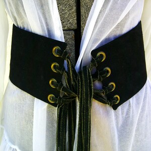 Vintage Wide Black Suede Leather Long Fringe Ties Belt - Etsy display picture 3