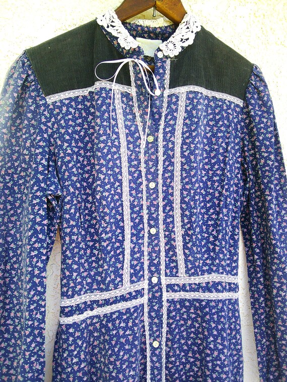 Vintage Gunne Sax style blue Prairie Dress - Gem