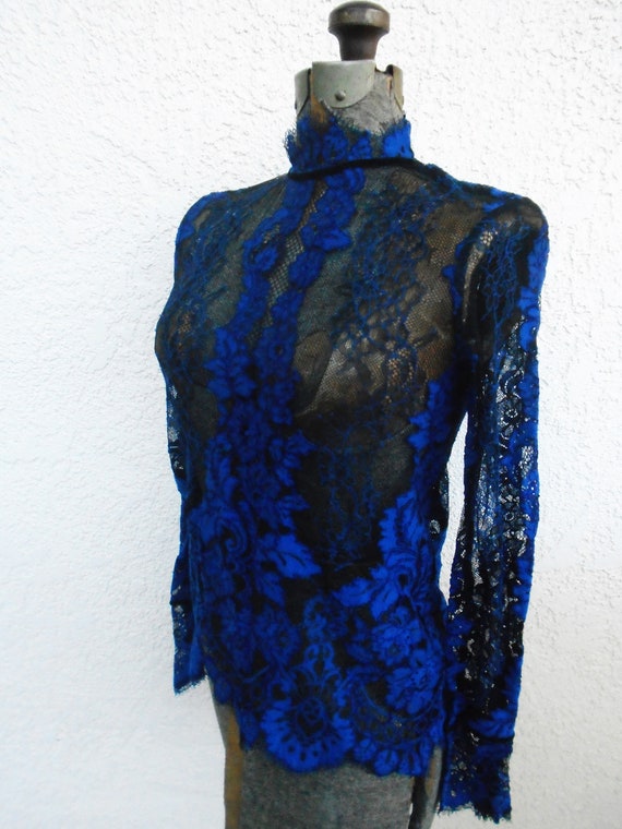 Vintage midnight blue Lace Top - image 5