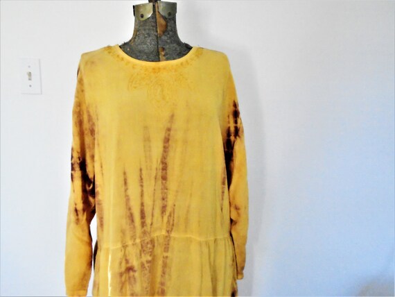 Vintage golden yellow tie dyed India maxi Dress - image 3