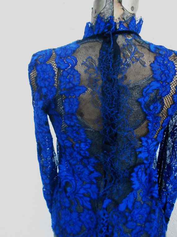 Vintage midnight blue Lace Top - image 6