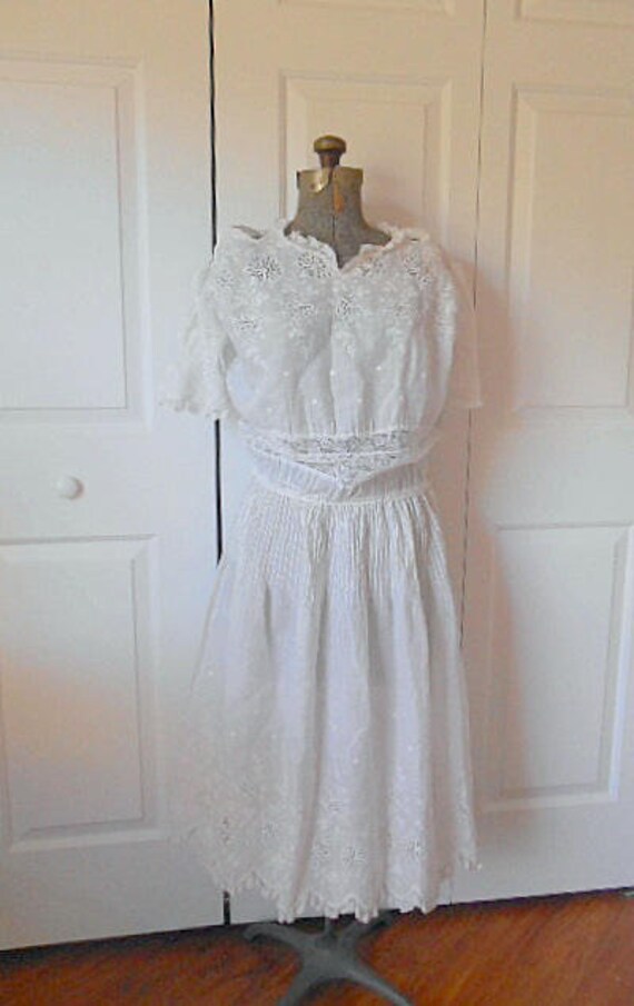 Vintage antique rare find White cotton Dress