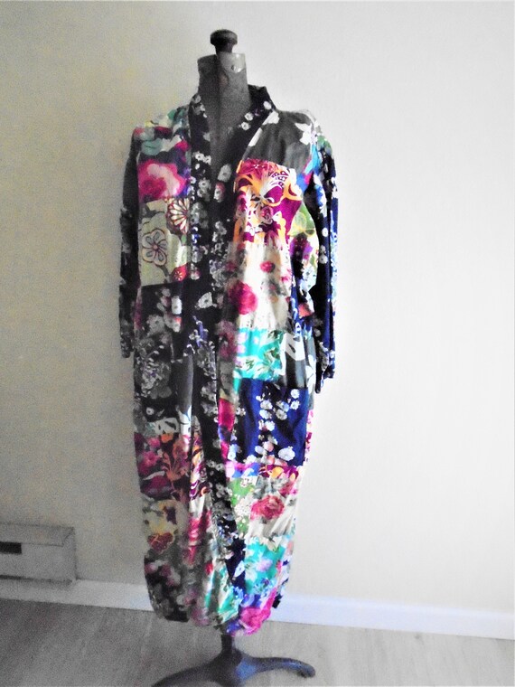 Vintage cotton colorful Patchwork maxi length loun