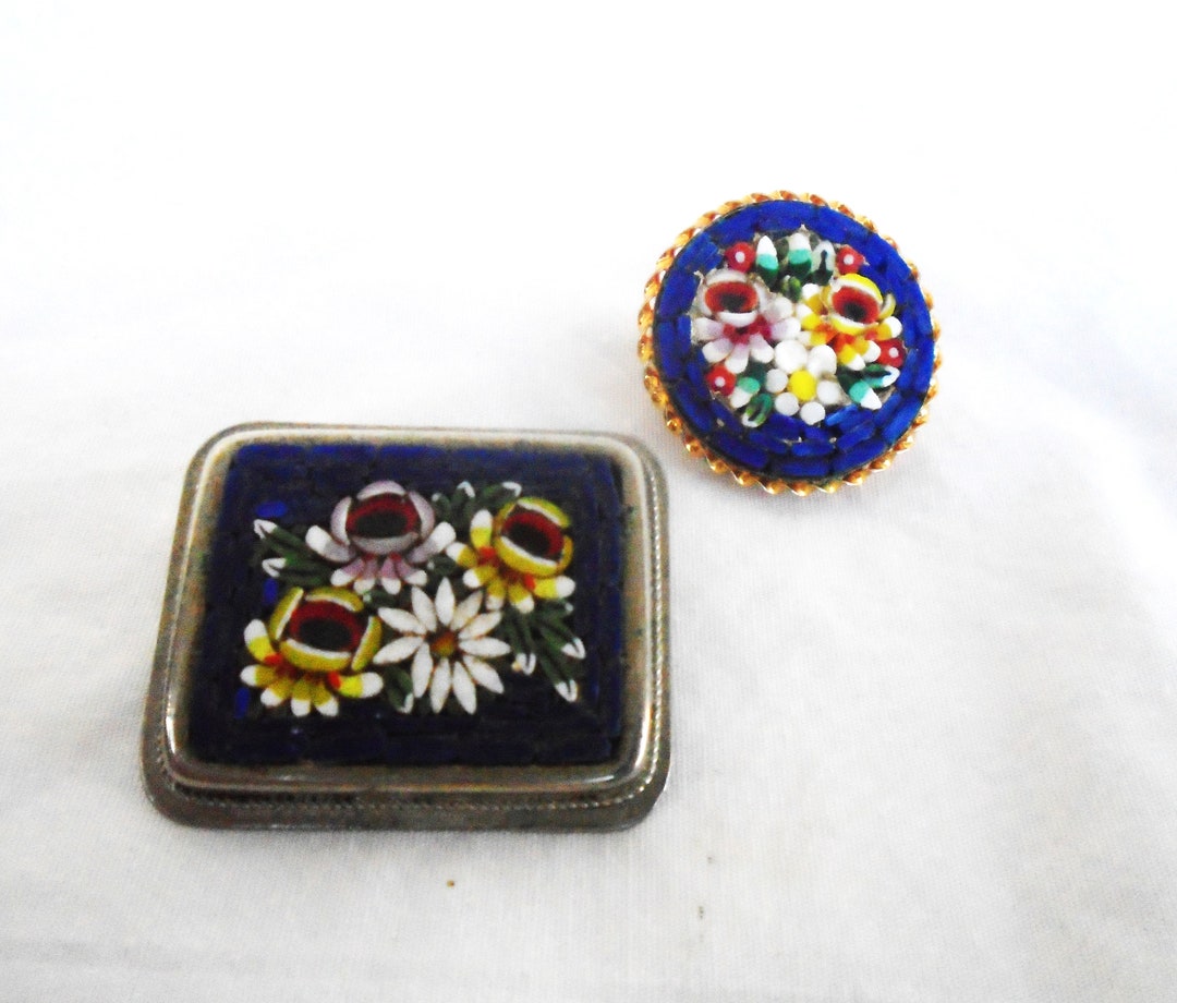 Vintage Italian Mosaic Tile Brooches - Etsy