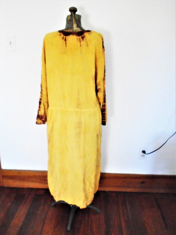 Vintage golden yellow tie dyed India maxi Dress - image 4