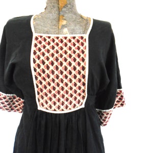 Vintage bohemian black and block print India Dress image 3