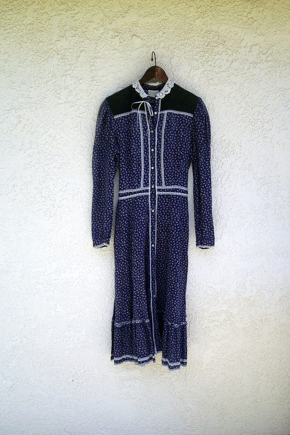 Vintage Gunne Sax style blue Prairie Dress - Gem