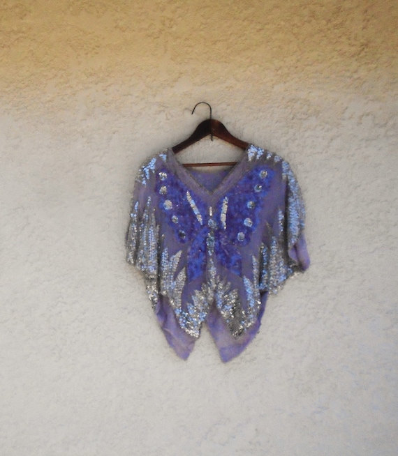 Vintage silver and lavender butterfly Top