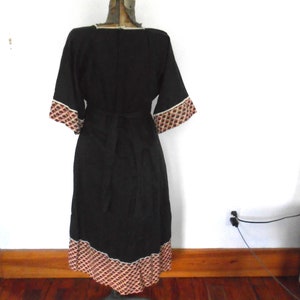 Vintage bohemian black and block print India Dress image 5