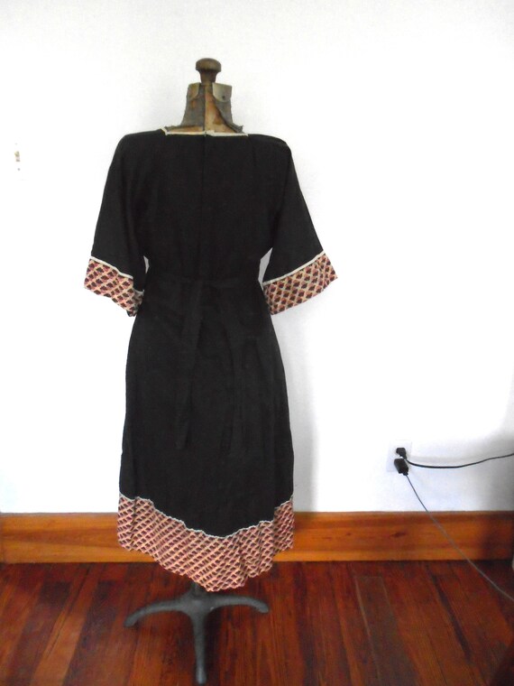 Vintage bohemian black and block print India Dress - image 5