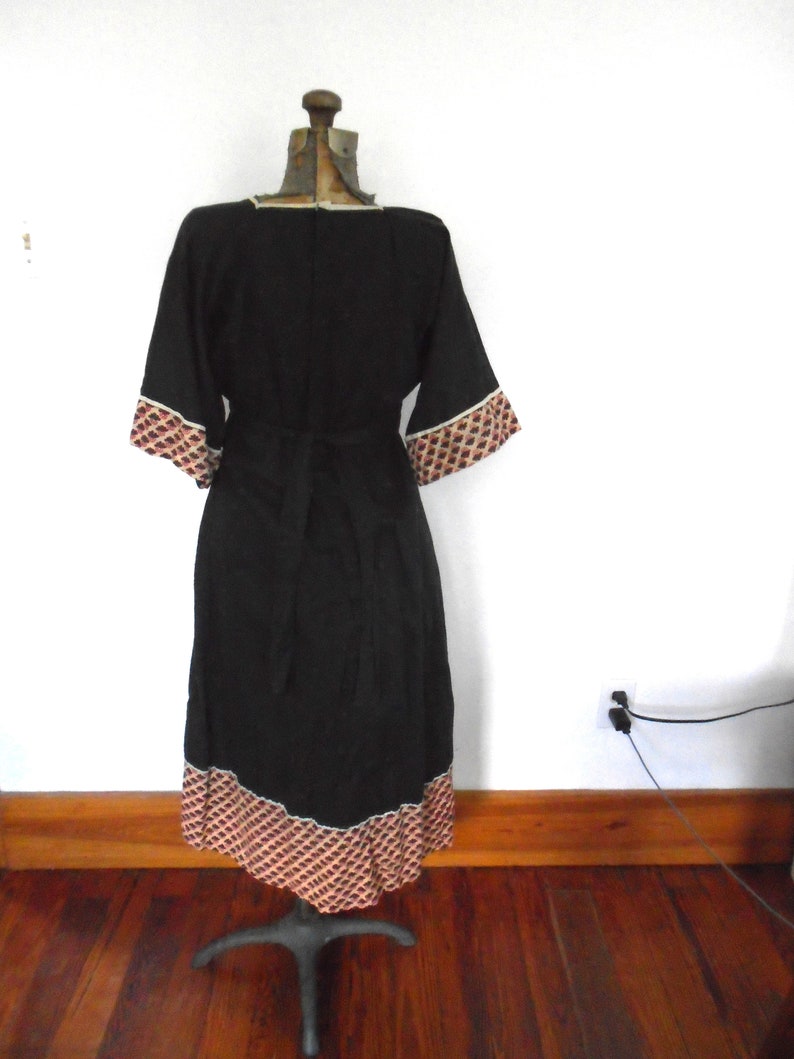 Vintage bohemian black and block print India Dress image 5