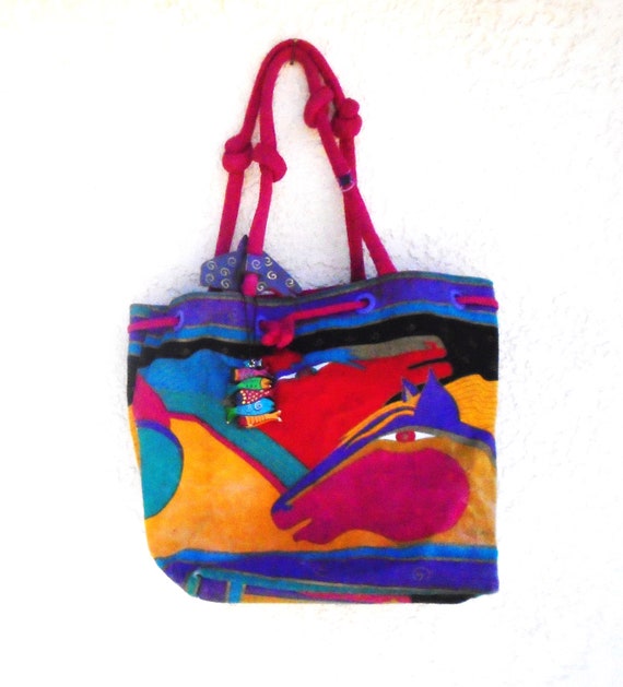 Vintage whimsical laurel Burch tote Bag - image 1