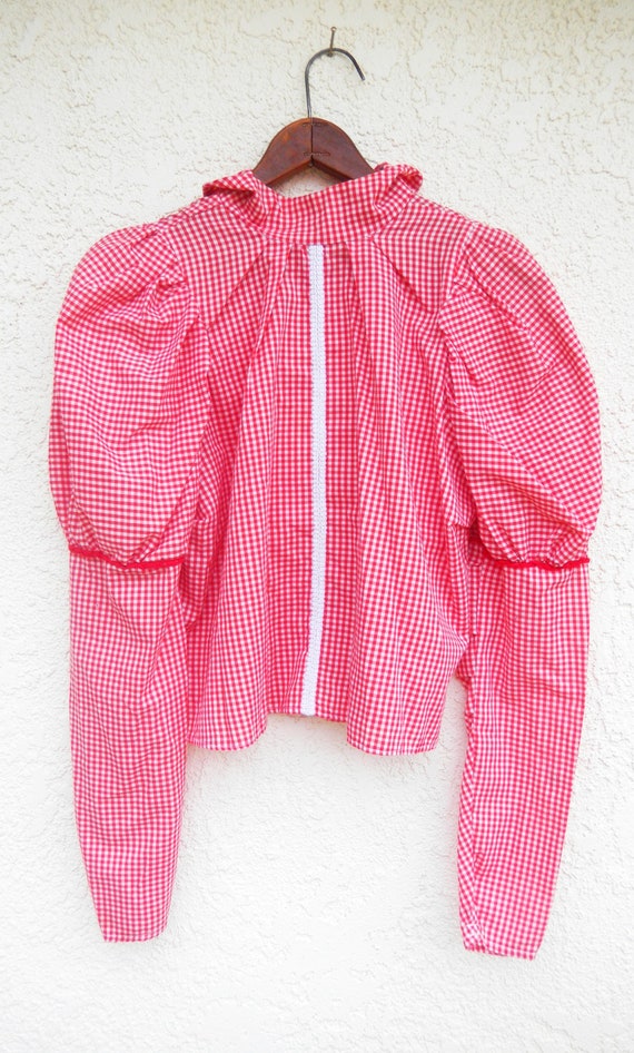 Vintage red and white check Balloon sleeve blouse - image 4