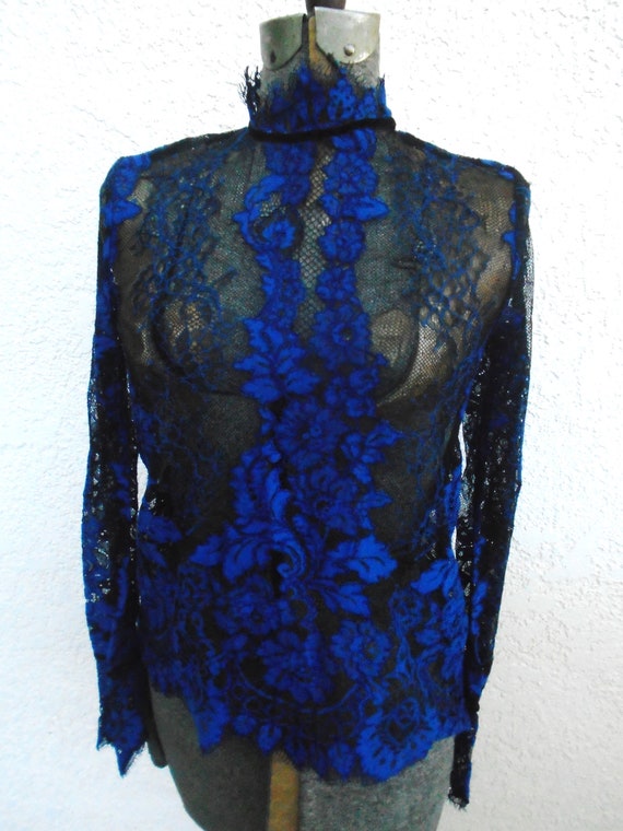 Vintage midnight blue Lace Top - image 2