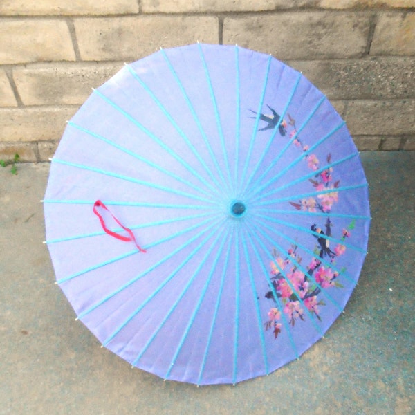 Vintage hand painted Asian Parasol Umbrella